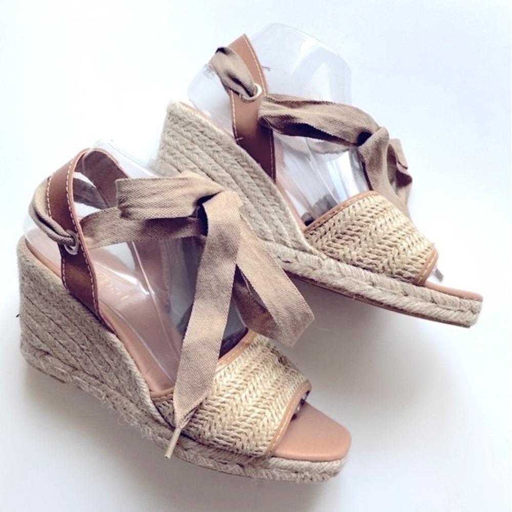 Maypol, Anthropologie, Made in Spain, Lace Up Open Toe Wedge Espadrilles